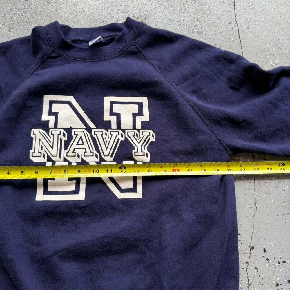 Vintage 80s Soffe Sweats Navy Blue Crewneck Sweatshirt - Large - Made in USA - Picture 4 of 8